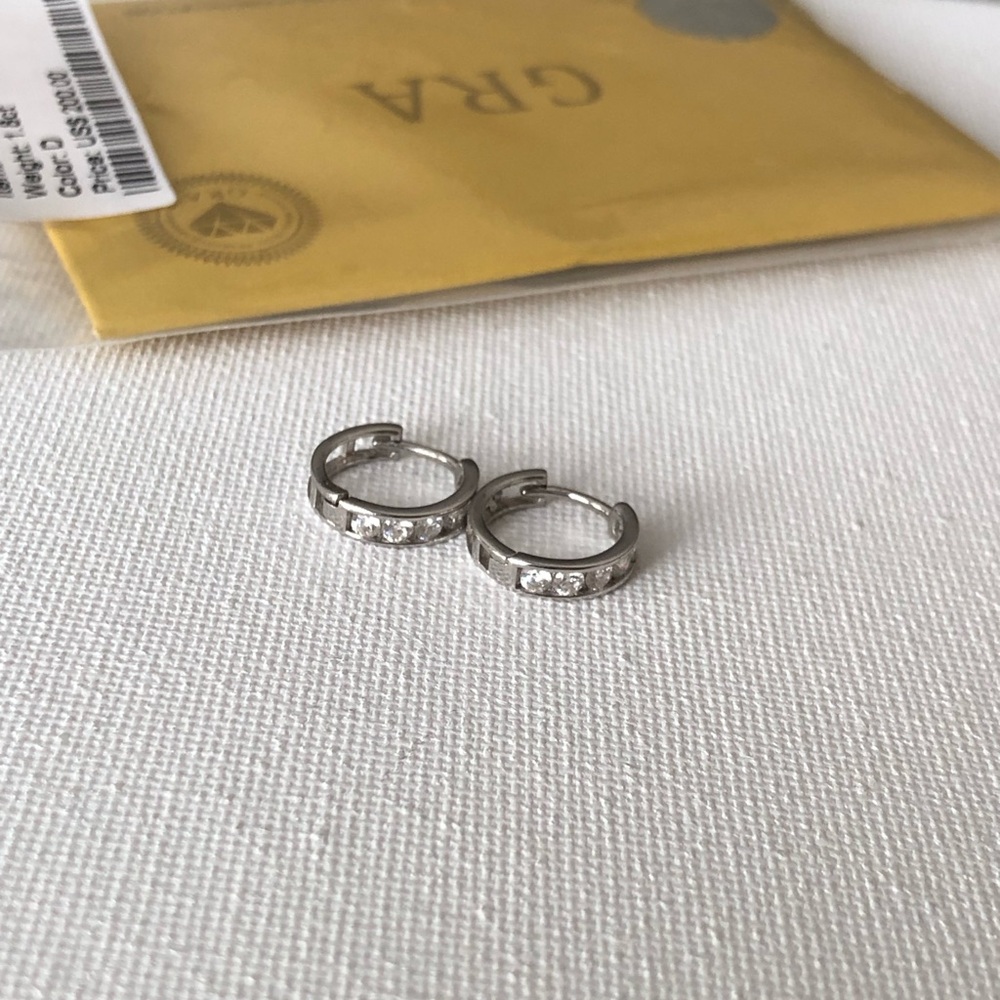 Silver Moissanite Huggie Hoop Earrings